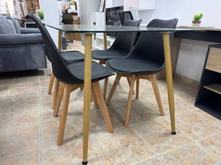 Pack Comedor Nuevo: Cristal + 4 Sillas