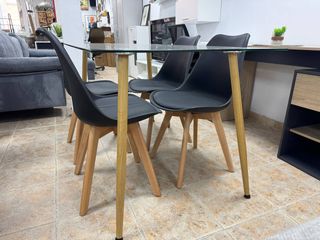 Kit Comedor de Diseño - Cristal y Negro