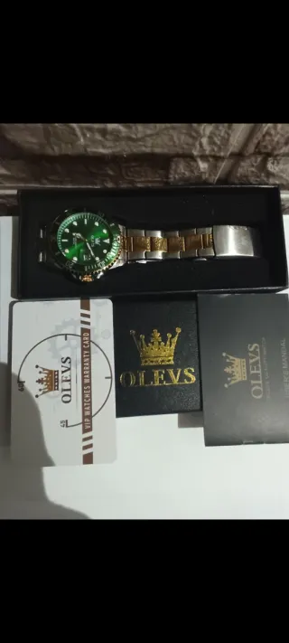 Reloj Olevs esfera verde y oro