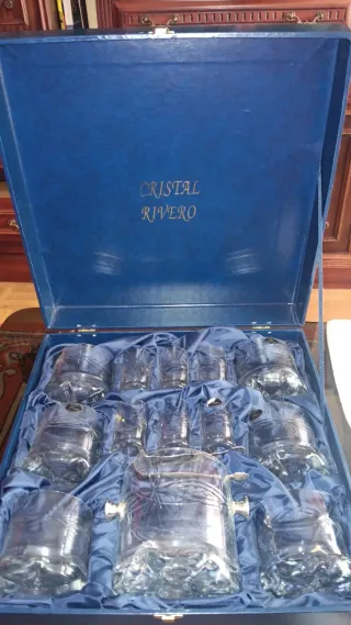 Juego Cubitera y Vasos Cristal Rivero