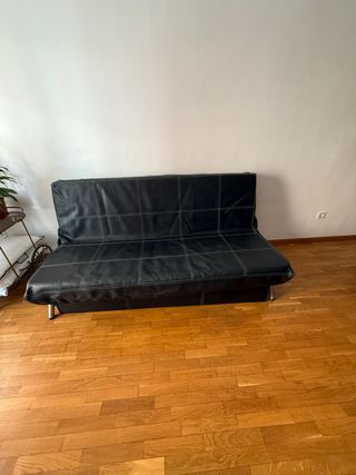 Sofá Cama Piel Sintética Negro