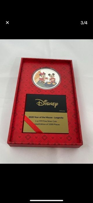 Moneda Plata 1 oz Disney Año Ratón