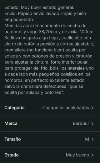 Chaqueta Barbour acolchada negra