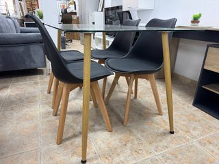 Conjunto Comedor Rectangular Cristal Nuevo