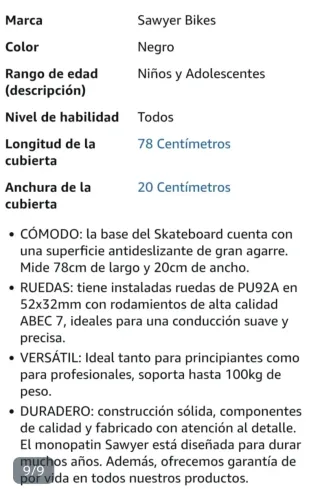 Monopatín Sawyer Bikes 78cm x 20cm