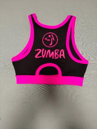 Top Zumba Talla S Negro y Rosa