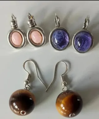 Pendientes plata y chapados con piedra