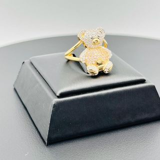 ANILLO OSO CON CIRCONITAS ROSA 18K