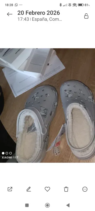 Zuecos Snoopy grises con forro interior