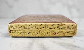 Pitillera antigua latón esmaltado floral