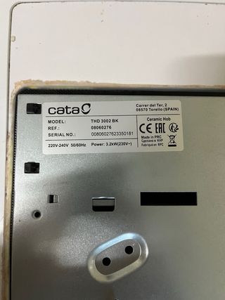 Placa vitrocerámica Cata THD 3002 BK