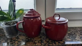 Pack 2 Pucheros Antiguos Esmaltados
