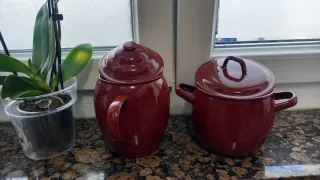 Pack 2 Pucheros Antiguos Esmaltados