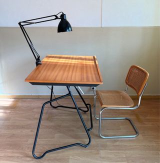 Tavoletto da disegno vintage in legno e metallo