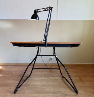 Tavoletto da disegno vintage in legno e metallo