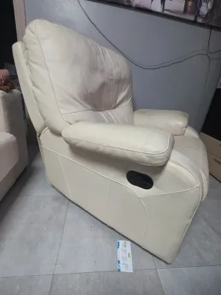 Divano relax beige in pelle