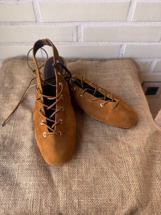 Sandalias Zara Planas Ante Marrones