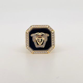 SELLO OCTOGONAL MEDUSA Y ONIX 18K