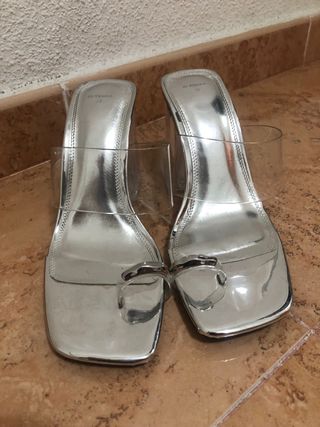 Tacones Bershka Plataforma Transparente Talla 38