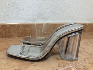 Tacones Bershka Plataforma Transparente Talla 38