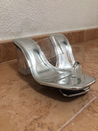 Tacones Bershka Plataforma Transparente Talla 38
