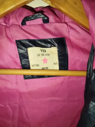 Plumífero YD Negro y Rosa talla 146 cm unos 10 año