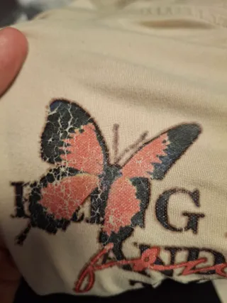 Camiseta oversize beige mariposas – Romwe Talla L