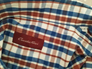 Camisa Emidio Tucci cuadros azul y marrón talla 6