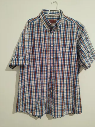 Camisa Emidio Tucci cuadros azul y marrón talla 6