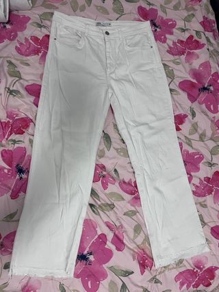 Pantalones Zara Blancos Pierna Ancha