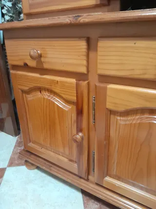 Mueble de salón rústico madera y cristal