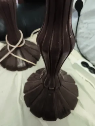 2 Lamparas Madera Mesa 47cm. C/27