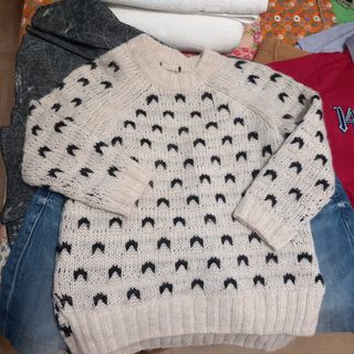 Jersey de lana beige y negro Talla S