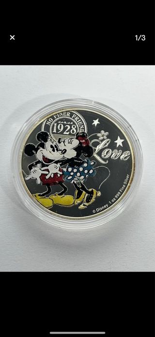Moneda Disney Mickey Minnie 1oz Plata 2017