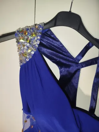Abito vestito da sera blu con strass L/XL