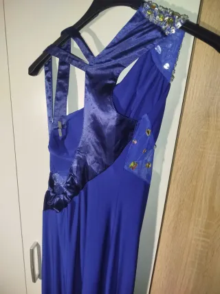 Abito vestito da sera blu con strass L/XL