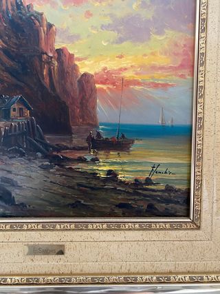 Cuadro Óleo Francisco L. Sanchis Paisaje Marino