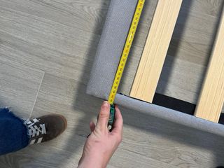 Estructura Cama Somier Tela Gris Madera