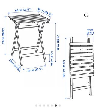 Mesa y 2 Sillas Plegables Madera Ikea