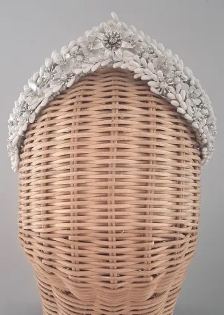 Tiara de Novia Plateada y Blanca