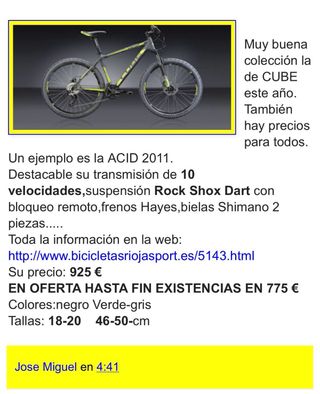 Bicicleta Cube acid 26”