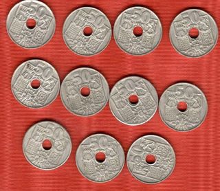 17  Monedas 50 Céntimos España 1963 Ancla