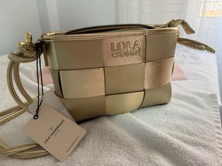 Bolso Lola Casademunt Dorado Nuevo con etiquetas