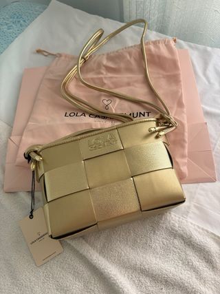 Bolso Lola Casademunt Dorado Nuevo con etiquetas
