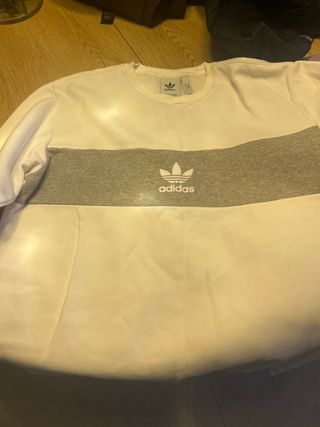 Sudadera Adidas Gris y Blanca