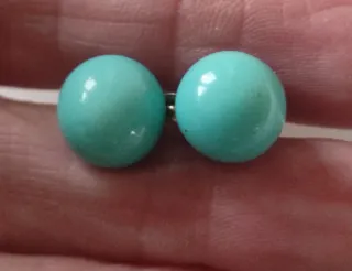 Pendientes Plata Ley Bola Verde, Roja, Turquesa