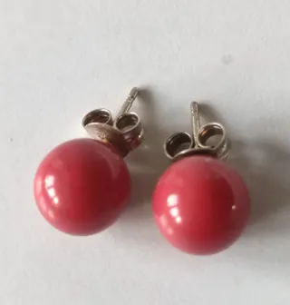 Pendientes Plata Ley Bola Verde, Roja, Turquesa