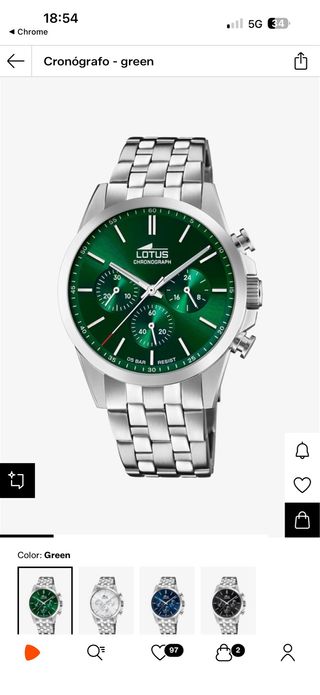 Reloj Lotus Cronógrafo Verde de hombre