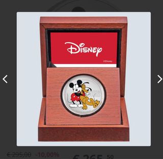 Moneda Plata Disney 90 Aniversario Pluto