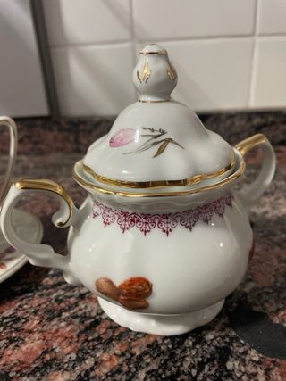 Juego de café antiguo porcelana flores